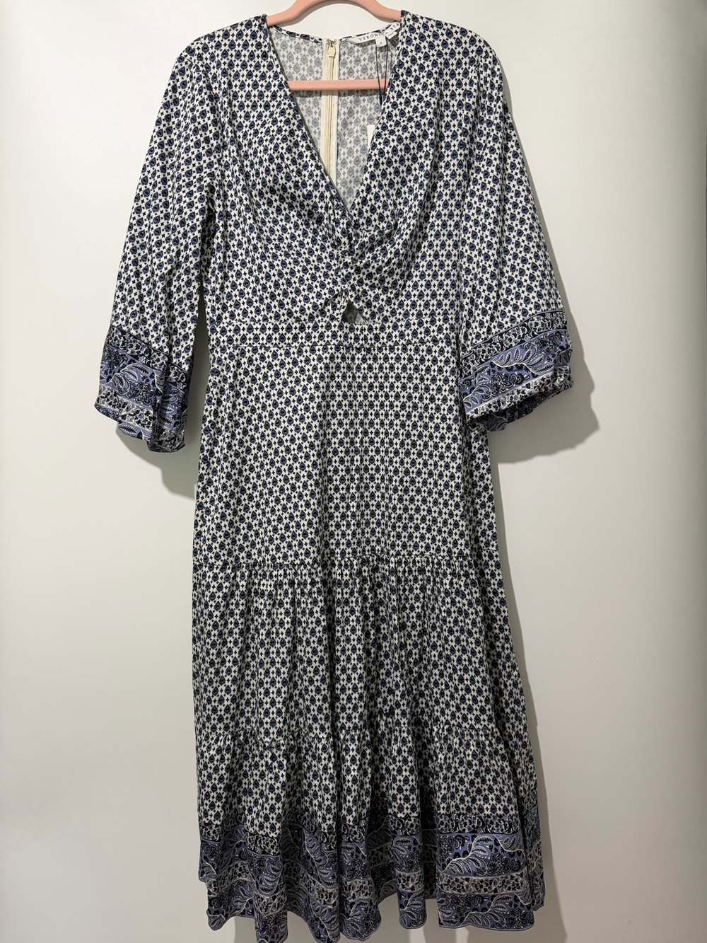Veronica Beard Dinia Paisley Twist Front Tiered Midi Dress Size 8 NWT $558